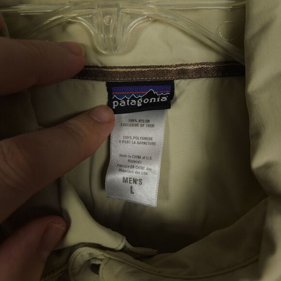 Patagonia Mens Large Beige Cream Sun Tech Long Sleeve Button Up Shirt - Picture 2 of 8